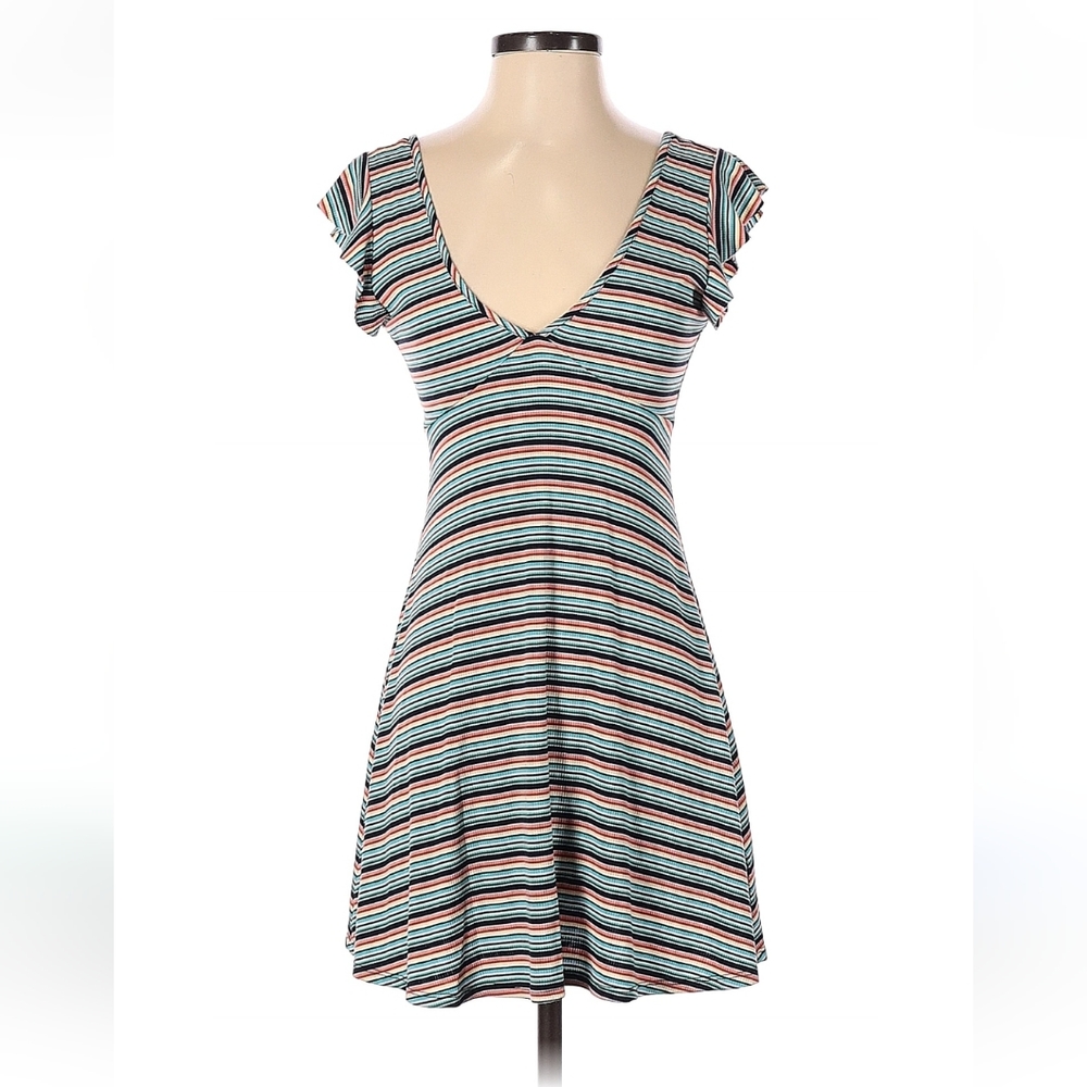Wild Fable Rainbow Striped Flutter Sleeve Fit & Flare Dress Size XL NWOT